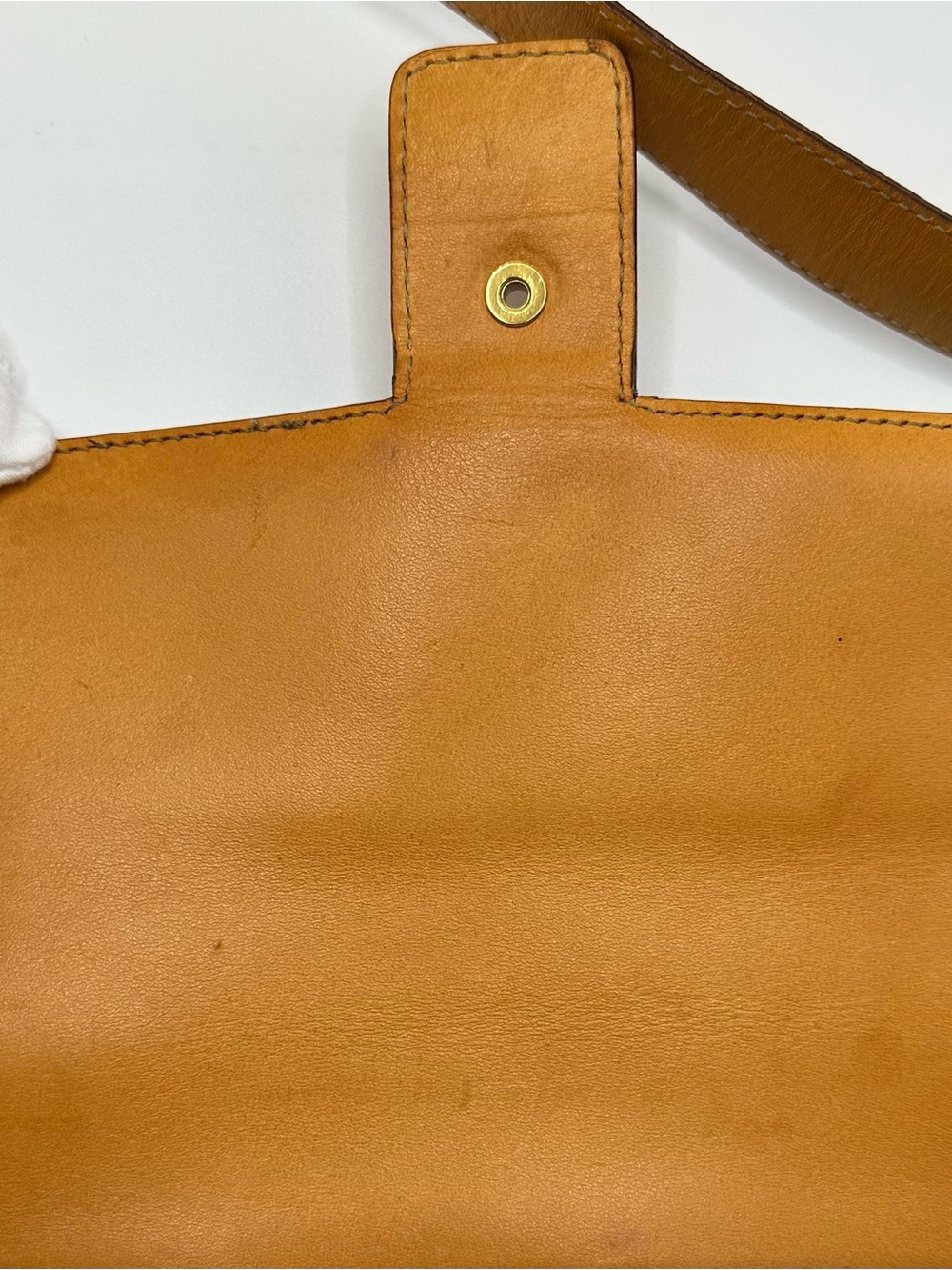 Celine Brown Monogram Leather Clutch with Tan Strap and Gold Hardware - Picture 10 of 16